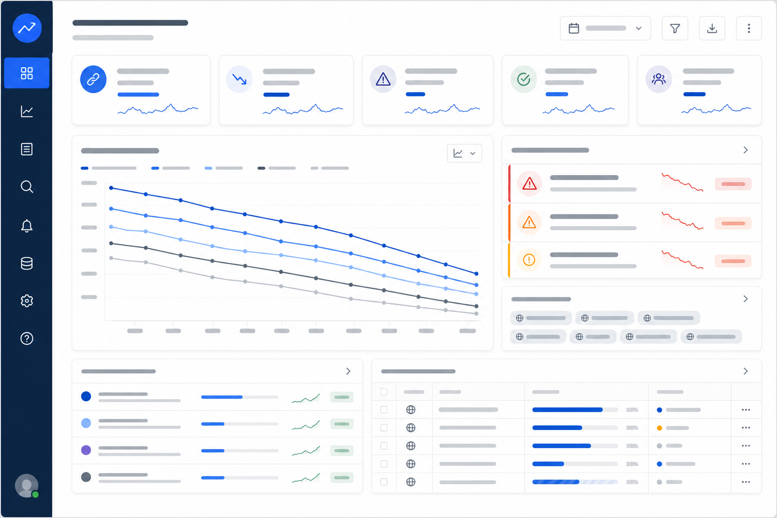 AI citation decay monitoring dashboard with weekly cited URL trends, stale source alerts, competitor source wins, and a re-measure queue