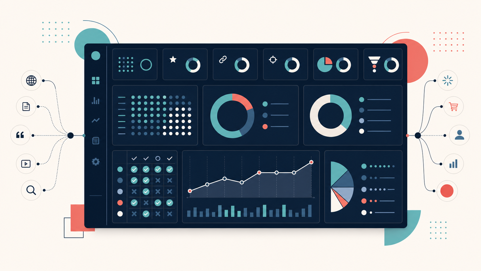 Answer engine optimization reporting dashboard showing prompt coverage, citations, answer accuracy, competitive visibility, and conversion signals